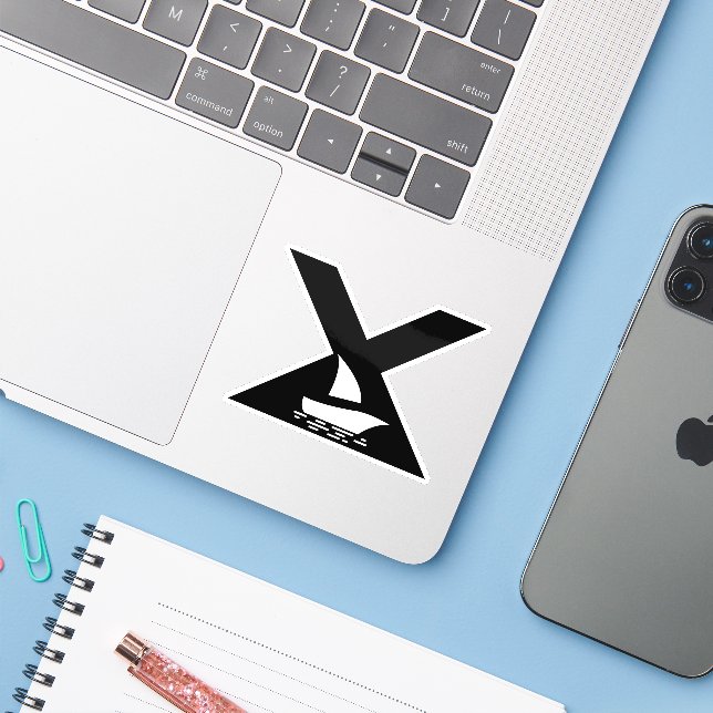 Sticker Lettre X avec monogramme de bateau (Ordinateur portable avec iPhone)