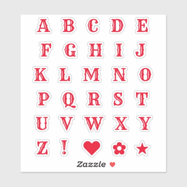 Sticker Lettres à thème rouge occidental Police Alphabet M (Feuille)