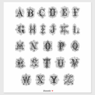 Sticker Lettres Alphabet décoratives vintages Monogramme A