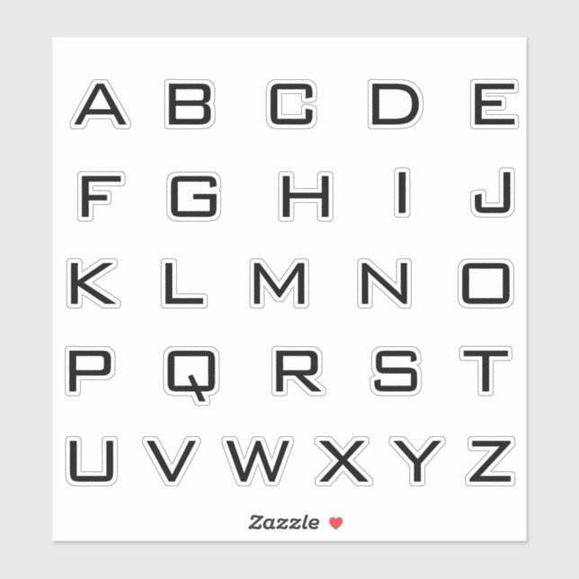 Sticker Lettres alphabétiques monogrammes initiales (Feuille)