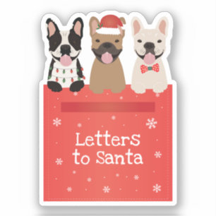 Sticker Lettres Aux Bulldogs Français De Père Noël