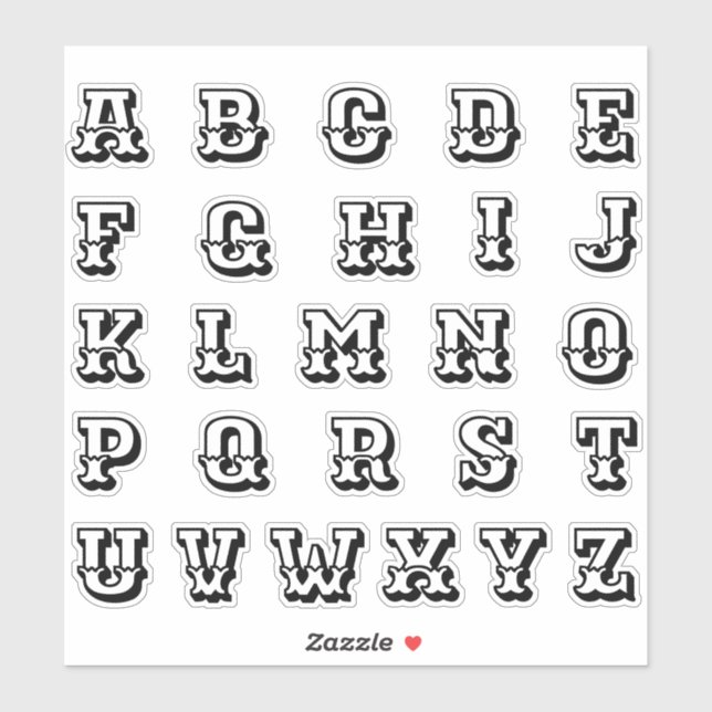 Sticker Lettres de monogramme alphabétique initial (Feuille)
