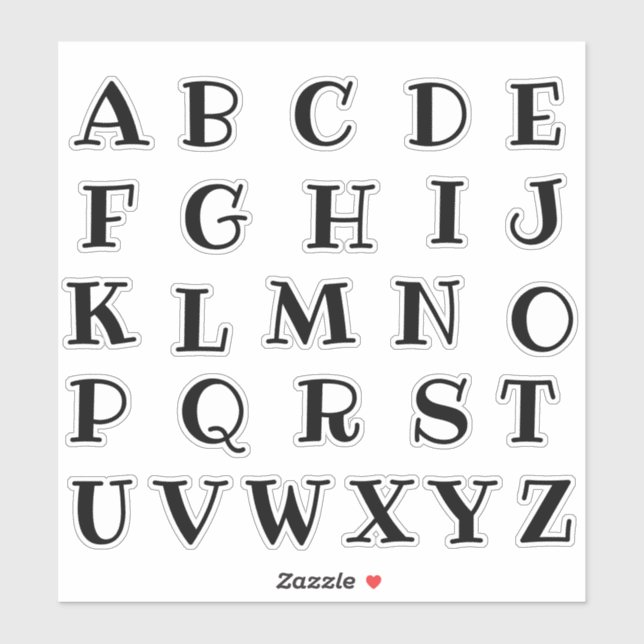 Sticker Lettres Initiales Monogramme Alphabet (Feuille)