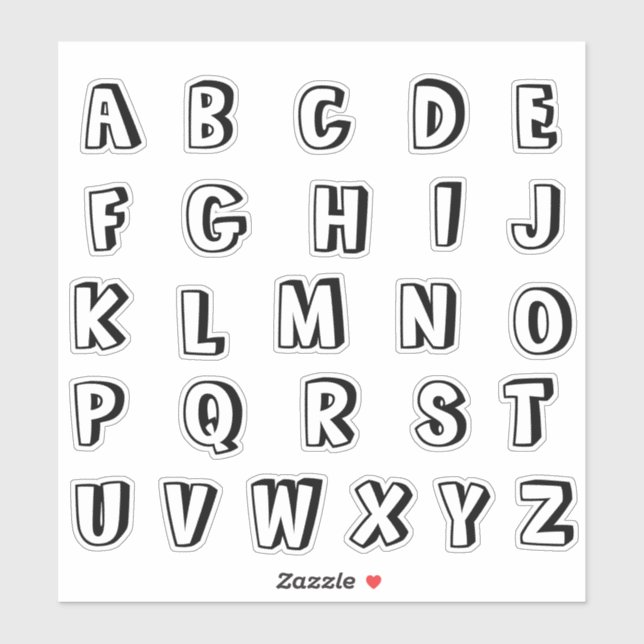 Sticker Lettres Initiales Monogramme Alphabet (Feuille)