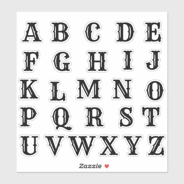 Sticker Lettres Initiales Monogramme Alphabet (Feuille)