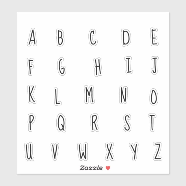 Sticker Lettres Initiales Monogramme Alphabet (Feuille)