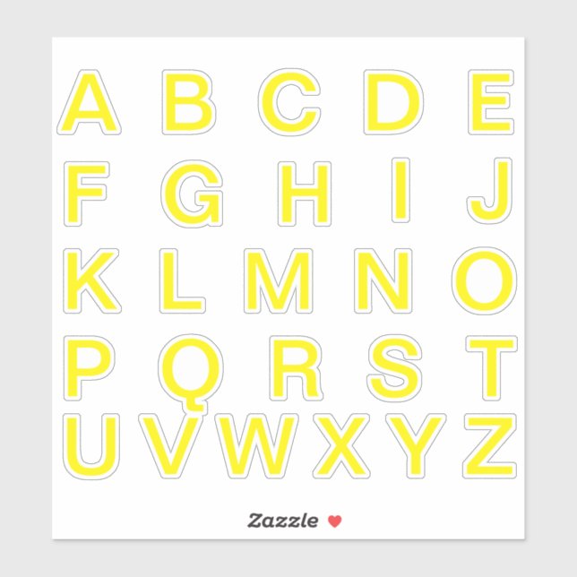 Sticker Lettres Initiales Monogramme Alphabet (Feuille)