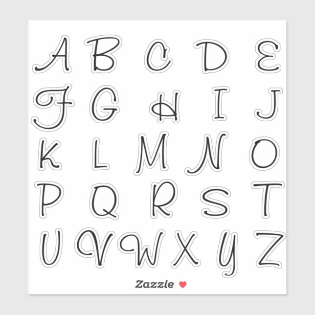 Sticker Lettres Initiales Monogramme Alphabet (Feuille)
