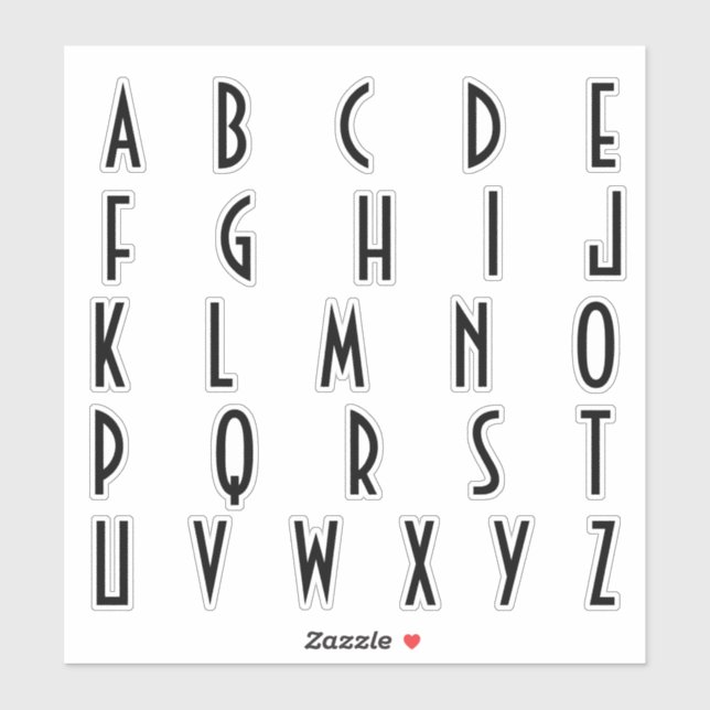 Sticker Lettres Initiales Monogramme Alphabet (Feuille)