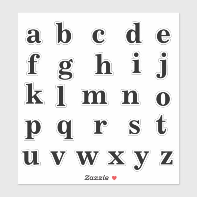 Sticker Lettres Initiales Monogramme Alphabet (Feuille)