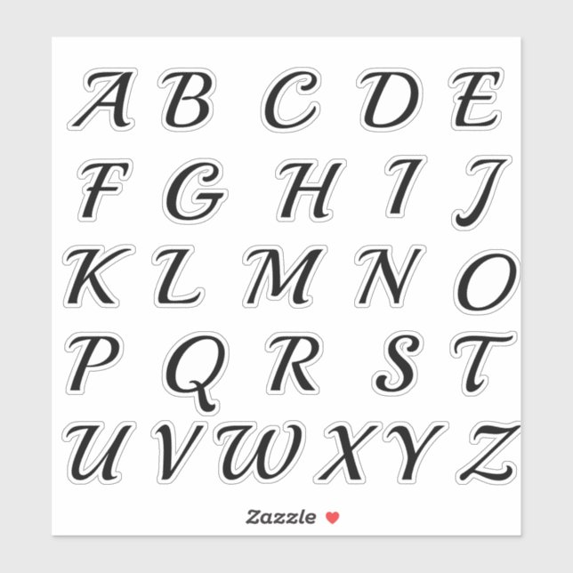 Sticker Lettres Initiales Monogramme Alphabet (Feuille)