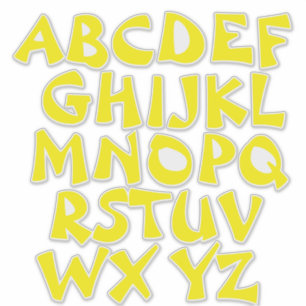 Sticker Lettres jaunes Paroi Alphabet transparent