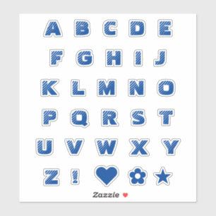 Sticker Lettres majuscules Royal Blue Text Alphabet Heart
