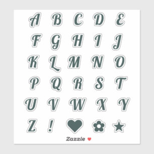 Sticker Lettres Monogrammes initiales de l'alphabet vert d