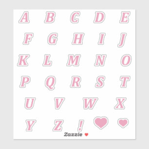Sticker Lettres roses douces Alphabet monogramme en rose