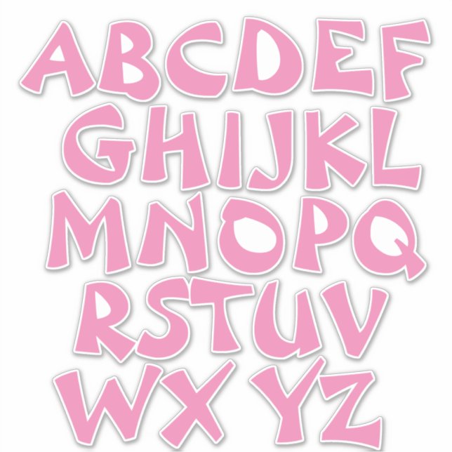 Sticker Lettres roses Mur Alphabet blanc (Devant)