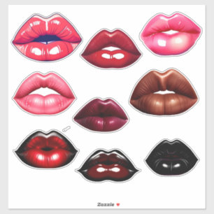 Sticker Lèvres Baiser mignonnes-rose-rouge-marron-Brown-no