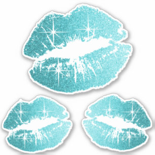 Sticker Lèvres de Parties scintillant turquoises - Kiss-Cu