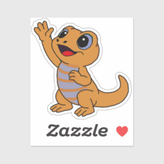 Sticker Lézard de dessin animé orange mignon pour bouteill