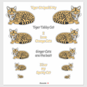 Sticker Lg Tabby Chats Orange