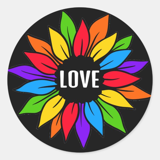 Sticker LGBTQ pour drapeau de tournesol arc-en-cie (Devant)