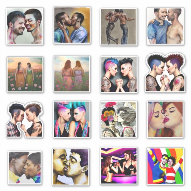 Sticker LGBTQIA+ Divers couples amoureux (Devant)