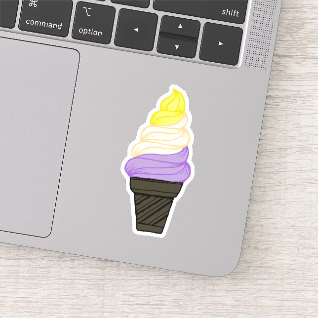 Sticker LGBTQIA+ Pride non binaire Soft Sert Ice Cream Con (Détail)