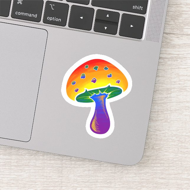 Sticker LGBTQIA Rainbow Pride Motif de champignon (Détail)