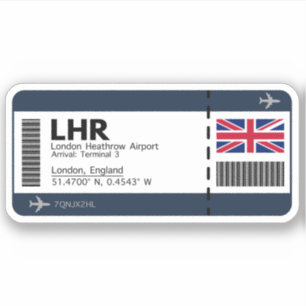 Sticker LHR London Boarding Pass - Billet Londres