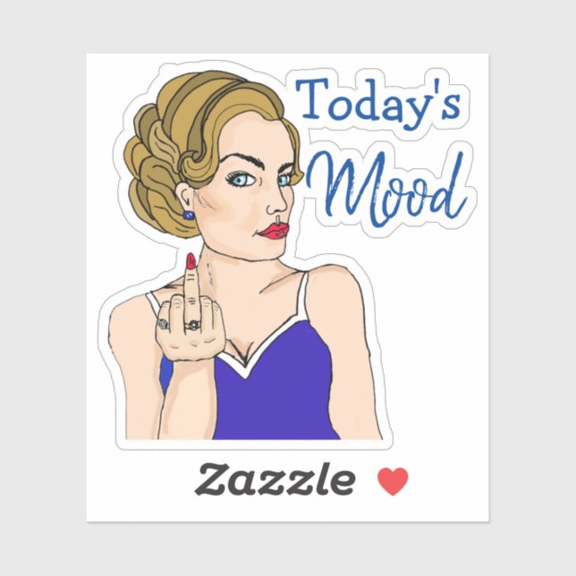 Sticker L'humeur d'aujourd'hui, une dame rétro qui renvers (Feuille)