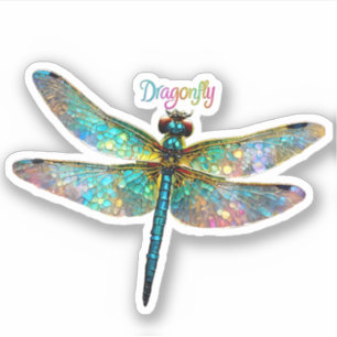 Sticker Libellule colorée en verre teinté