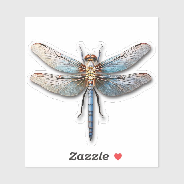 Sticker Libellule de couleur naturelle avec ombre (Feuille)