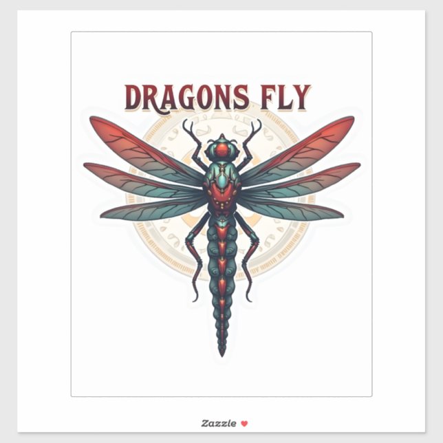Sticker Libellule Steampunk Usinée Cool - Les Dragons Vole (Feuille)