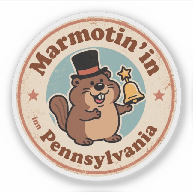 Sticker Libère Funny Vintage Pennsylvania Groundhog Haut-d (Devant)