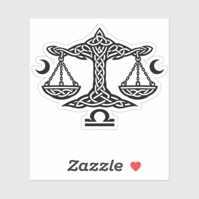 Sticker Libra Celtic Moon‑Scale Sigil | BurnsInHell Ink (Feuille)