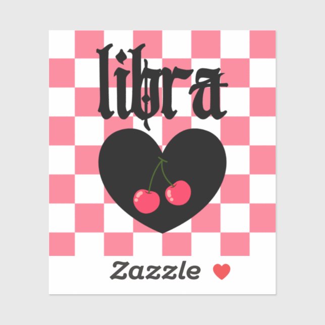 Sticker Libra Gothique esthétique À damiers Cherry Art (Feuille)