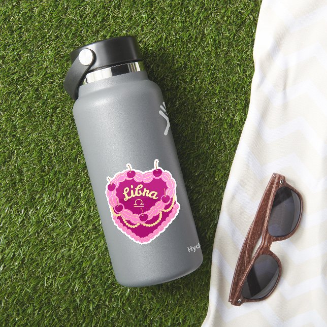 Sticker Libra Zodiac Pastel Coeur gâteau d'anniversaire (HydroFlask Insitu)
