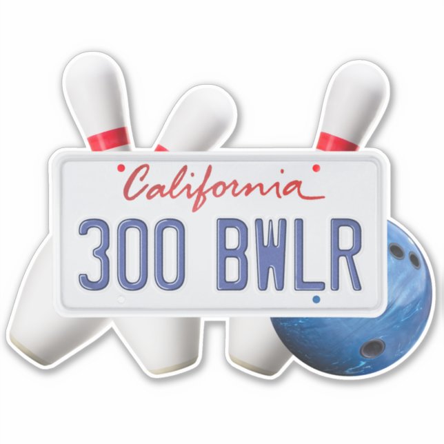 Sticker Licence CA 300 Bowler, Bowling Ball & Pins, Vinyl (Devant)