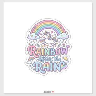 Sticker Licorne Arc-en-ciel après la pluie Premium Vector 