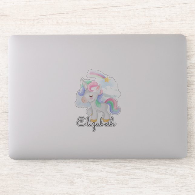 Sticker Licorne Arc-en-ciel Étoile Mignonne (Ordinateur)