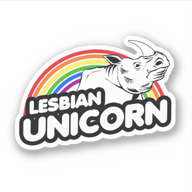 Sticker Licorne Arc-en-ciel Lesbienne (Devant)