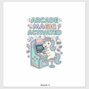 Sticker Licorne Arcade Magie Activée Produit Tendance Grap