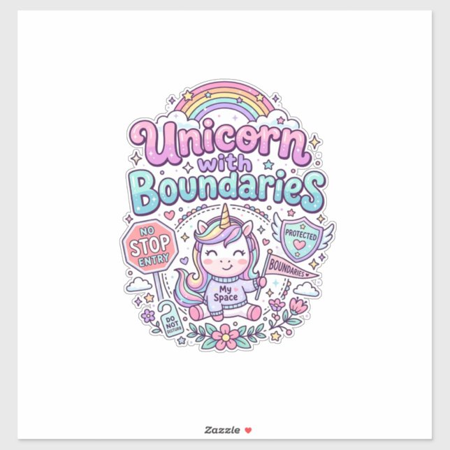 Sticker Licorne avec Charme de Vêtements Limites Graphique (Feuille)