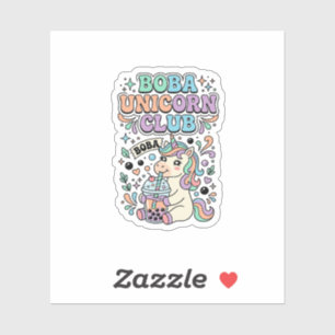 Sticker Licorne Boba Licorne Club Kawaii Typographie Desig