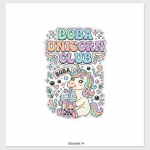 Sticker Licorne Boba Licorne Club Kawaii Typographie Desig