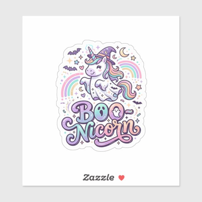 Sticker Licorne Boo-licorne Vecteur Premium Conception Vec (Feuille)