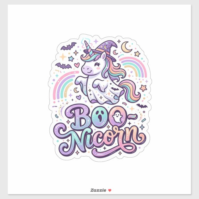 Sticker Licorne Boo-licorne Vecteur Premium Conception Vec (Feuille)