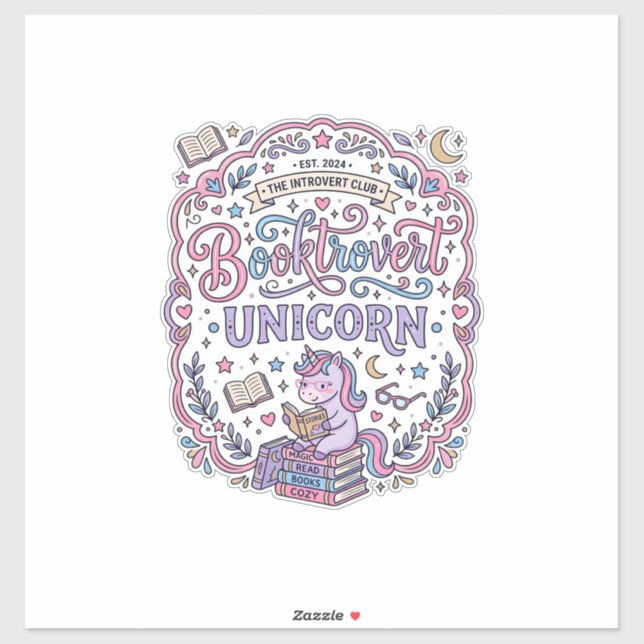 Sticker Licorne Booktrovert Licorne Amusant Cadeau Mignon  (Feuille)