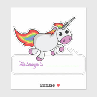 Sticker Licorne, ceci appartient à - Rentree scolaire