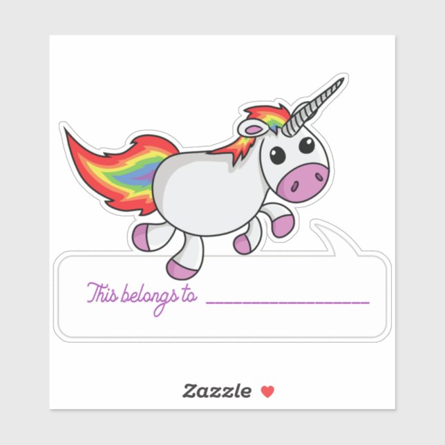 Sticker Licorne, ceci appartient à - Rentree scolaire (Feuille)